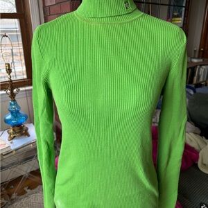 Ralph Lauren Bright Green Ribbed Turtleneck Sweater